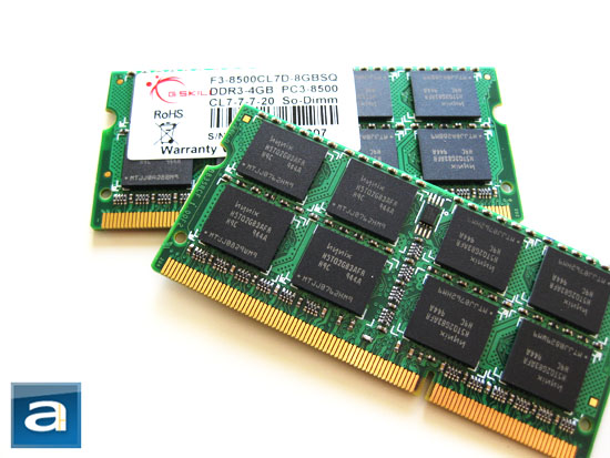 G.SKILL F3-8500CL7D-8GBSQ 2x4GB Laptop DDR3 RAM 