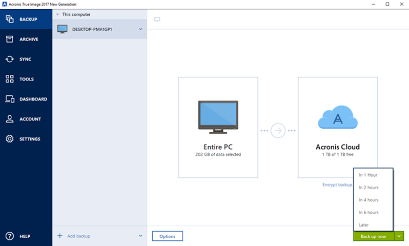 acronis true image not seeing network