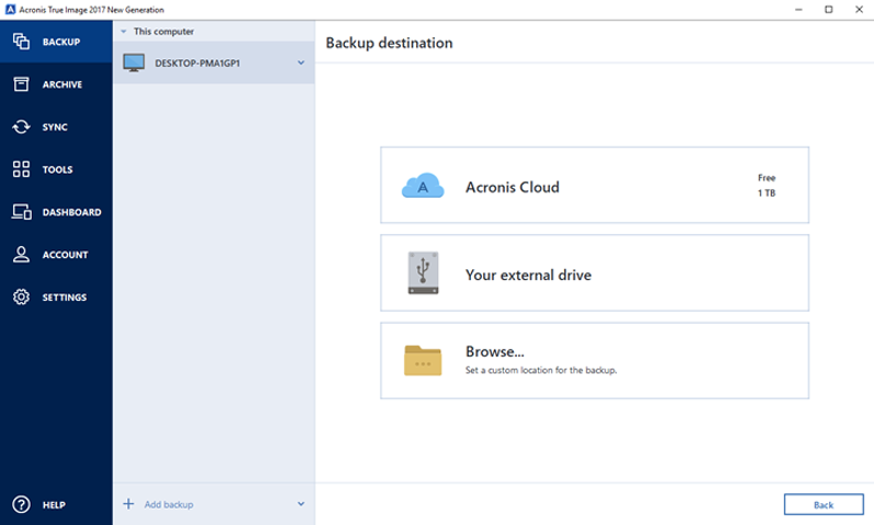 how to backup acronis true image 2017